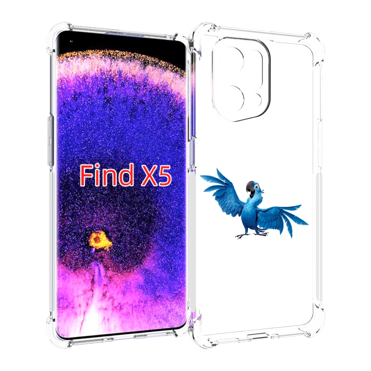 

Чехол MyPads голубой-попугайчик для Oppo Find X5, Прозрачный, Tocco