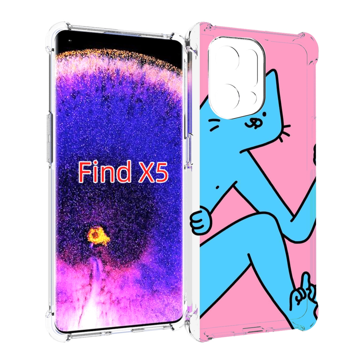 Чехол MyPads голубой кот в дверце для Oppo Find X5