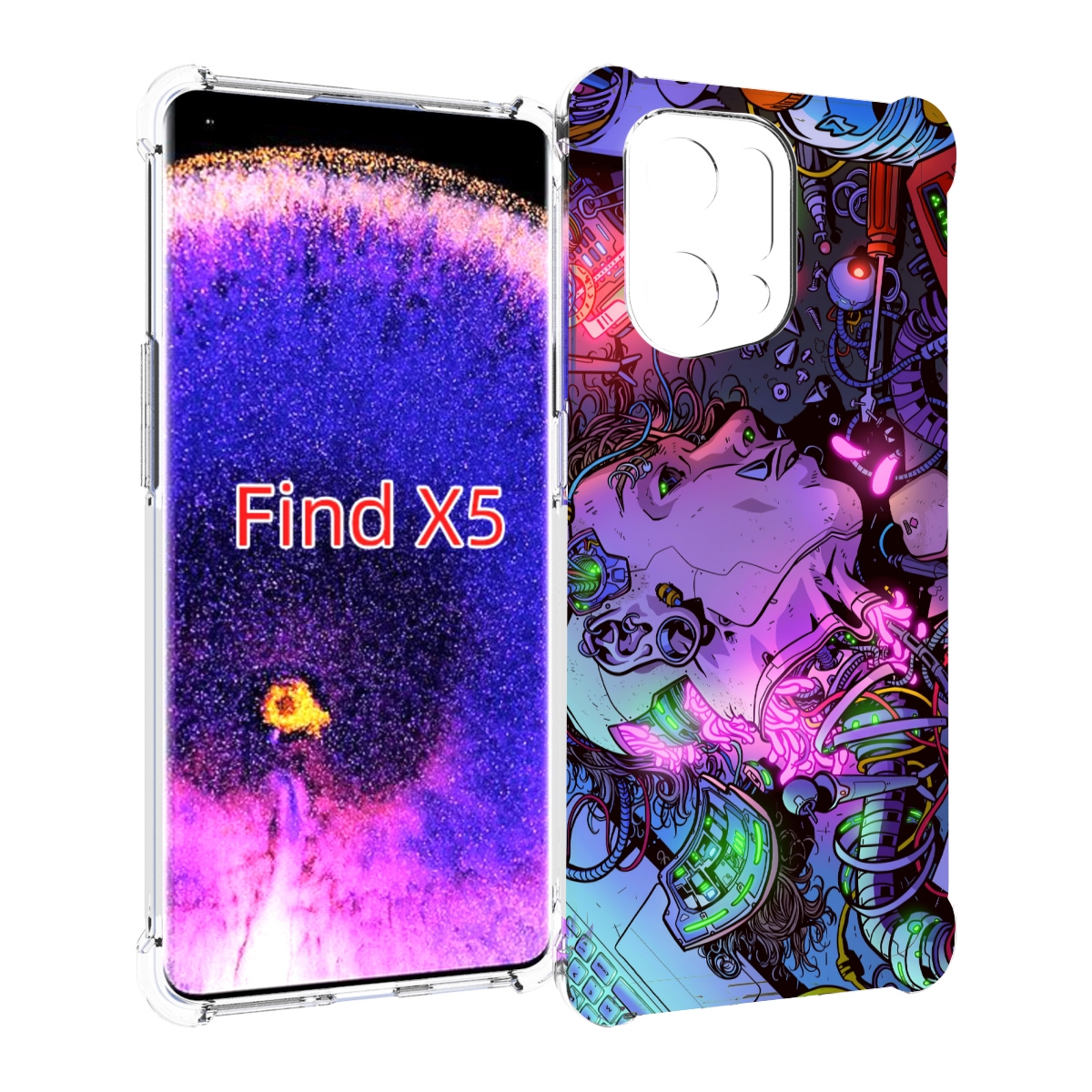 

Чехол MyPads голова робота мультик для Oppo Find X5, Прозрачный, Tocco