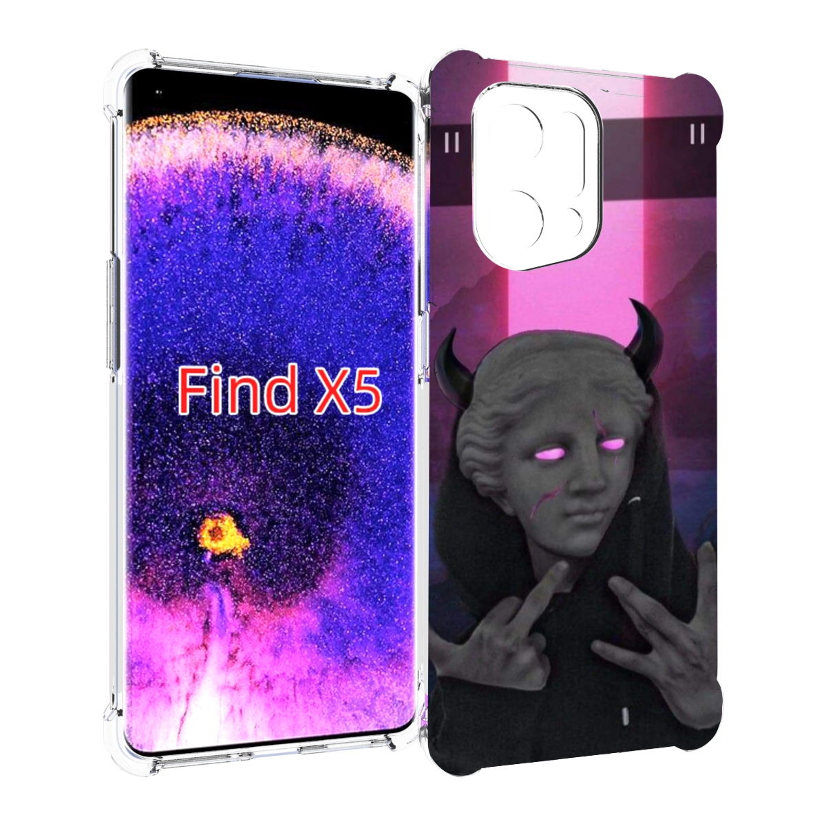 

Чехол MyPads глитч-статуя для Oppo Find X5, Прозрачный, Tocco