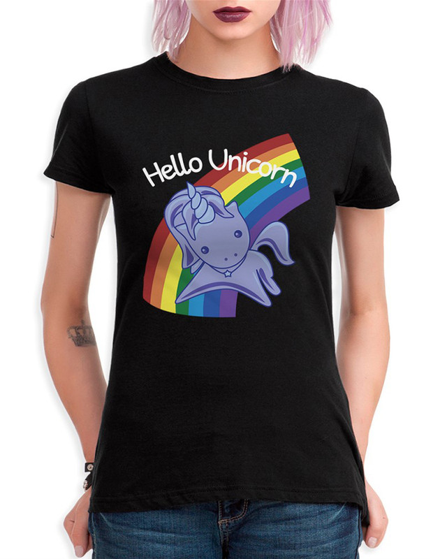 фото Футболка design heroes hello unicorn / единорог / женская черная xs