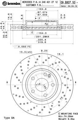 

Тормозной диск brembo 09B80751