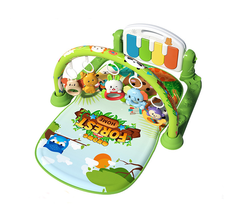 фото Музыкальный коврик для малышей сова, развивающий, с пианино и игрушками, зеленый nobrand