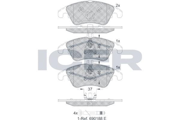 

Колодки Передние Mb W204/W212 3.2/3.5l,3.0cdi/3.2cdi All 07-> Icer 181865 Icer арт. 181865