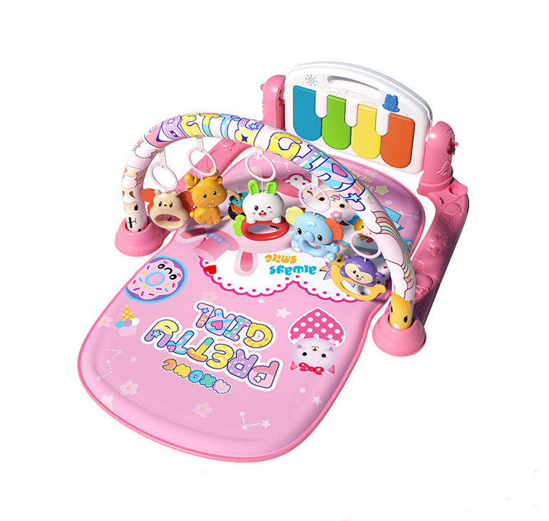 фото Музыкальный коврик для малышей киса, развивающий, с пианино и игрушками nobrand
