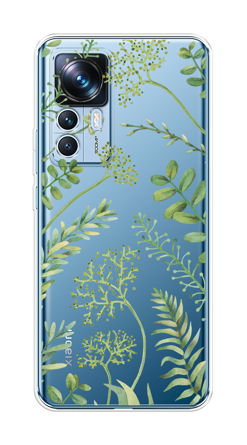 

Чехол на Xiaomi 12T "Green Leaves", Зеленый;прозрачный, 316650-1