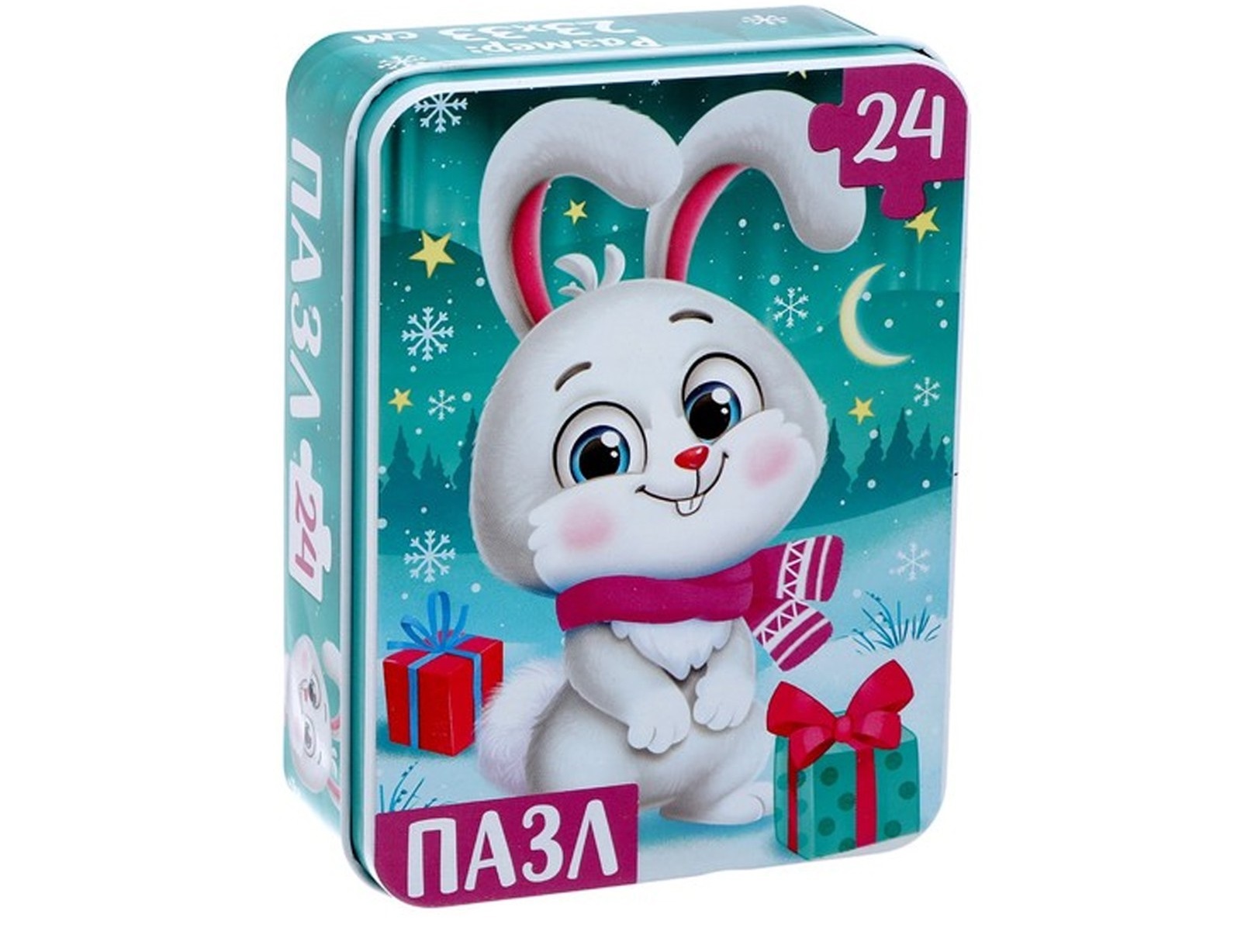 

Пазл для малышей Puzzle Time в металлической коробке Зайчонок, 24 детали