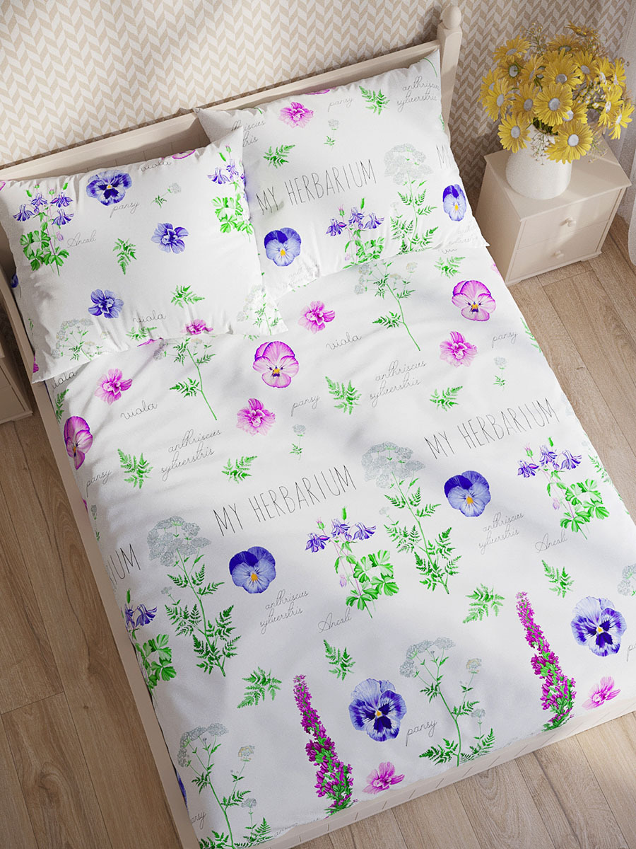 

Простынь Сказка HERBARIUM 240х215 см евро, Белый