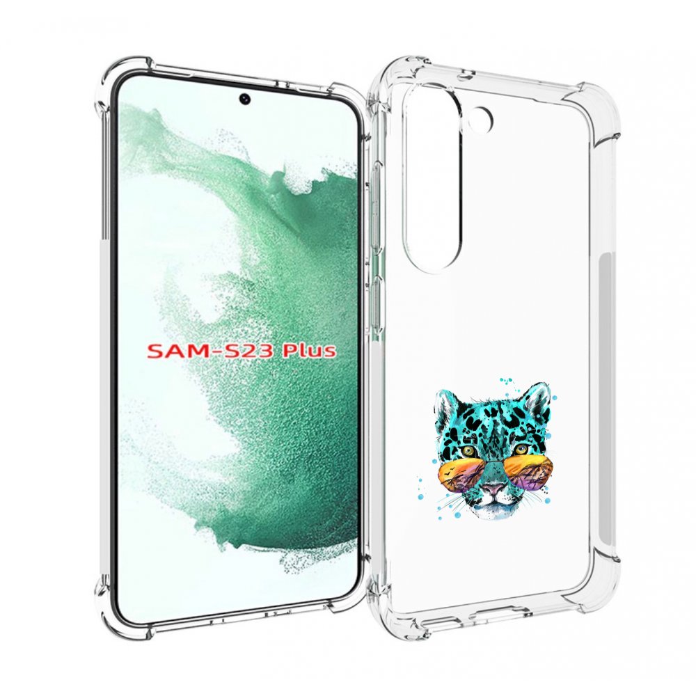 Чехол MyPads голубой лео для Samsung Galaxy S23 Plus +