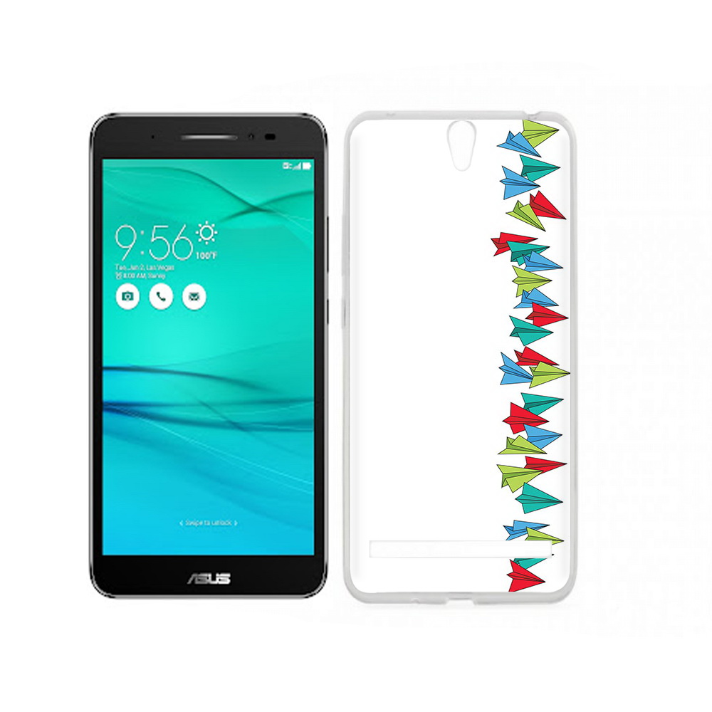 

Чехол MyPads Tocco для Asus ZenFone Go (ZB690KG) самолетики из листочков, Прозрачный, Tocco