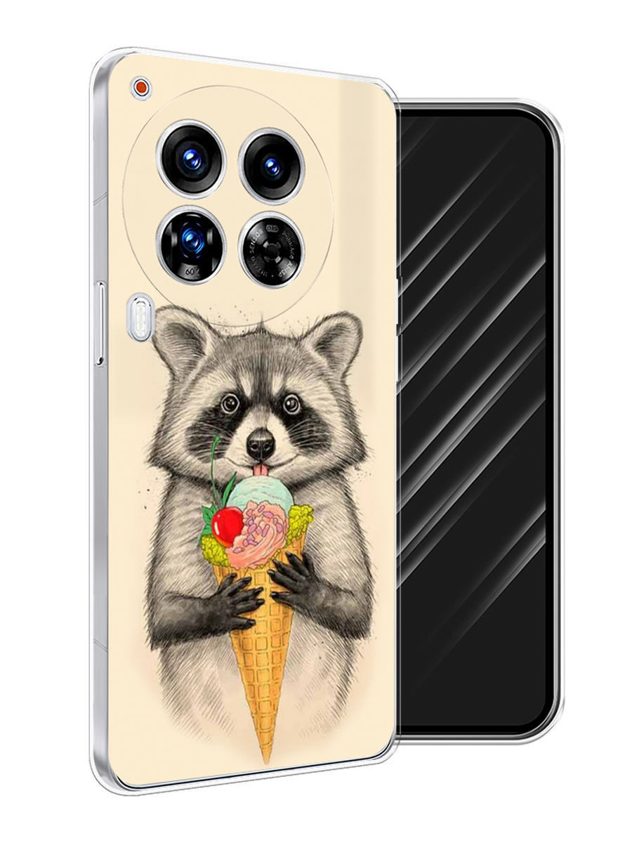 

Чехол Awog на Tecno Camon 30 Premier "Енот с мороженым", Бежевый;серый, 305450-1