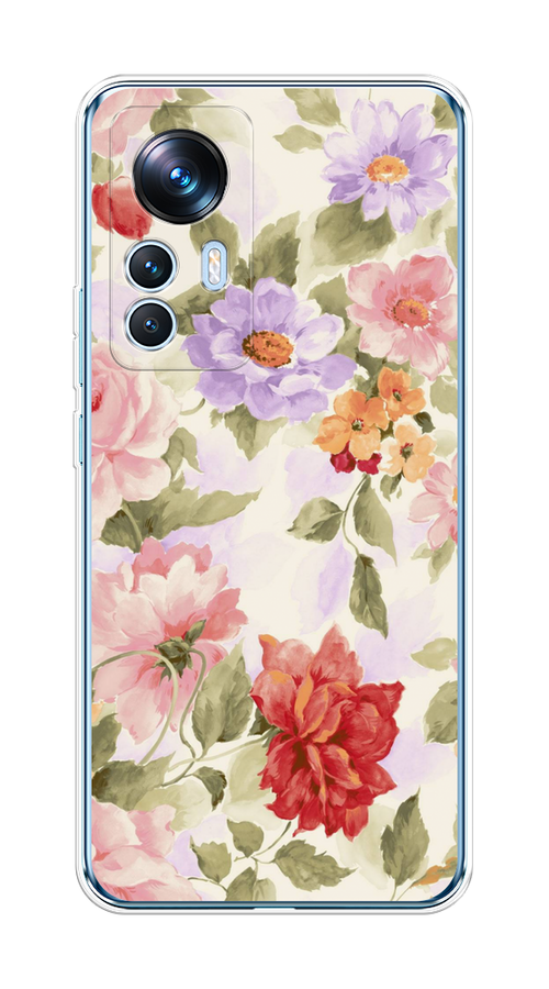 

Чехол на Xiaomi 12T "Акварельные пионы", Розовый;бежевый, 316650-1
