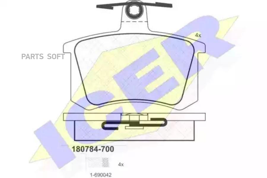 

Колодки Задние Ad 80/100/A6/A8/V8 A4 ->97 Icer 180784-700 Icer арт. 180784-700