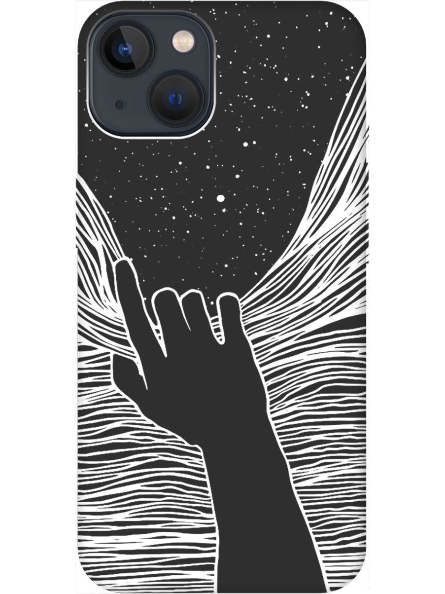 

Силиконовый чехол на Apple iPhone 14 с рисунком "Рука и нити" Soft Touch черный, 20000133