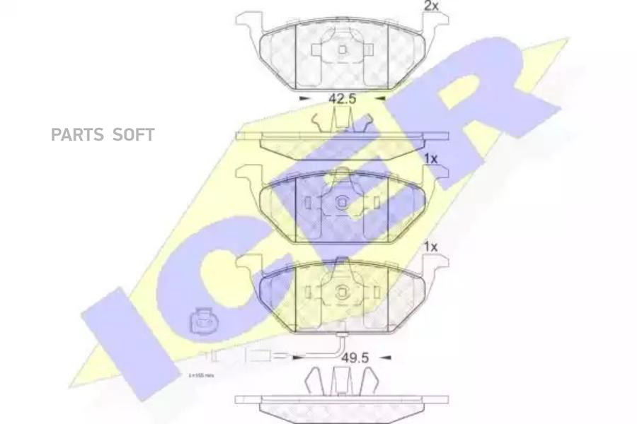 

Колодки Передние Vag A3/Octavia/Yeti/Golf V/Vi/Caddy Iii All 04-> Icer 181349 Icer арт. 18