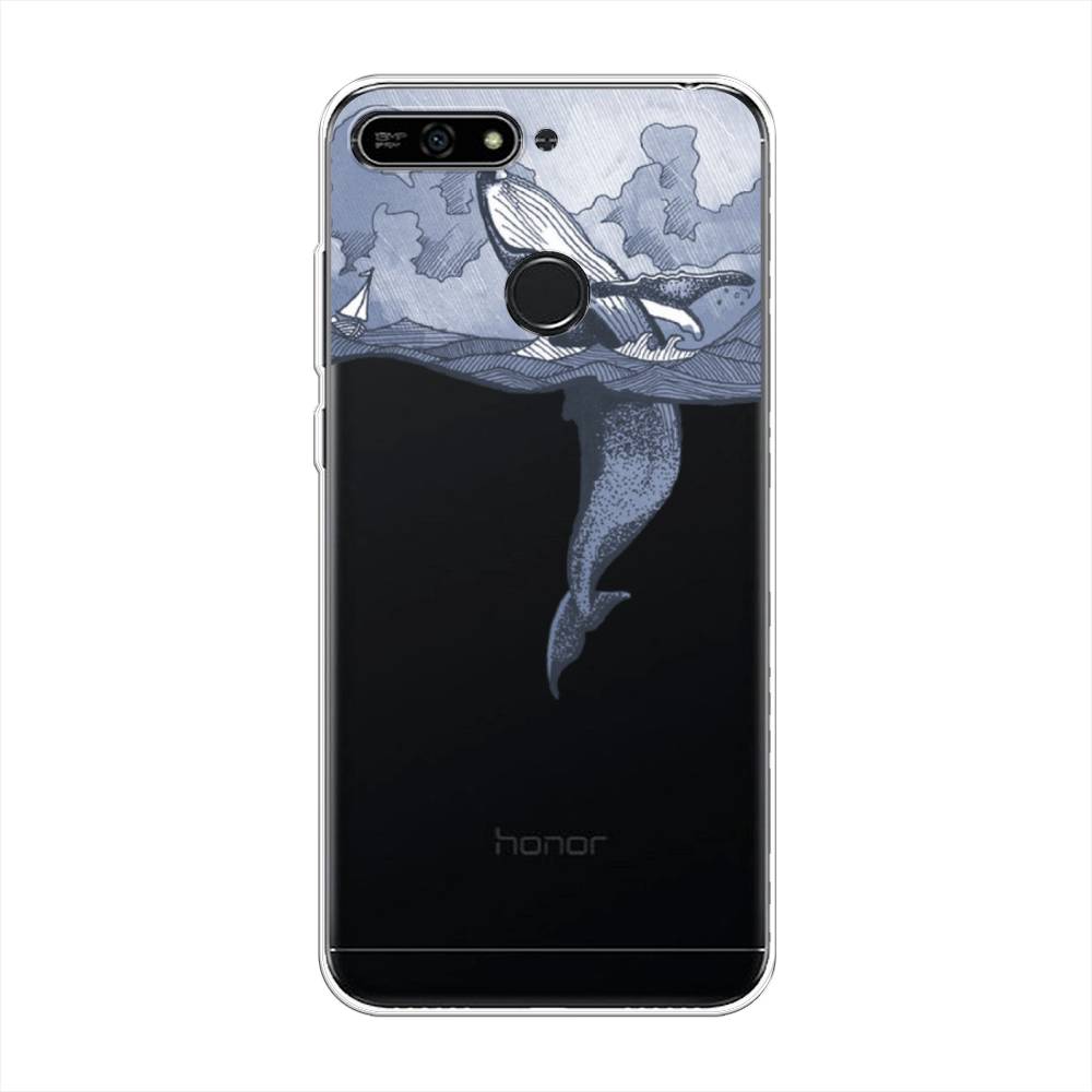 

Чехол Awog на Honor 7A Pro "Два измерения", Голубой;черный;прозрачный, 65450-7