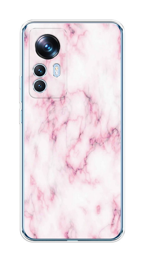 

Чехол на Xiaomi 12T "Мрамор с розовым", Белый;розовый, 316650-1
