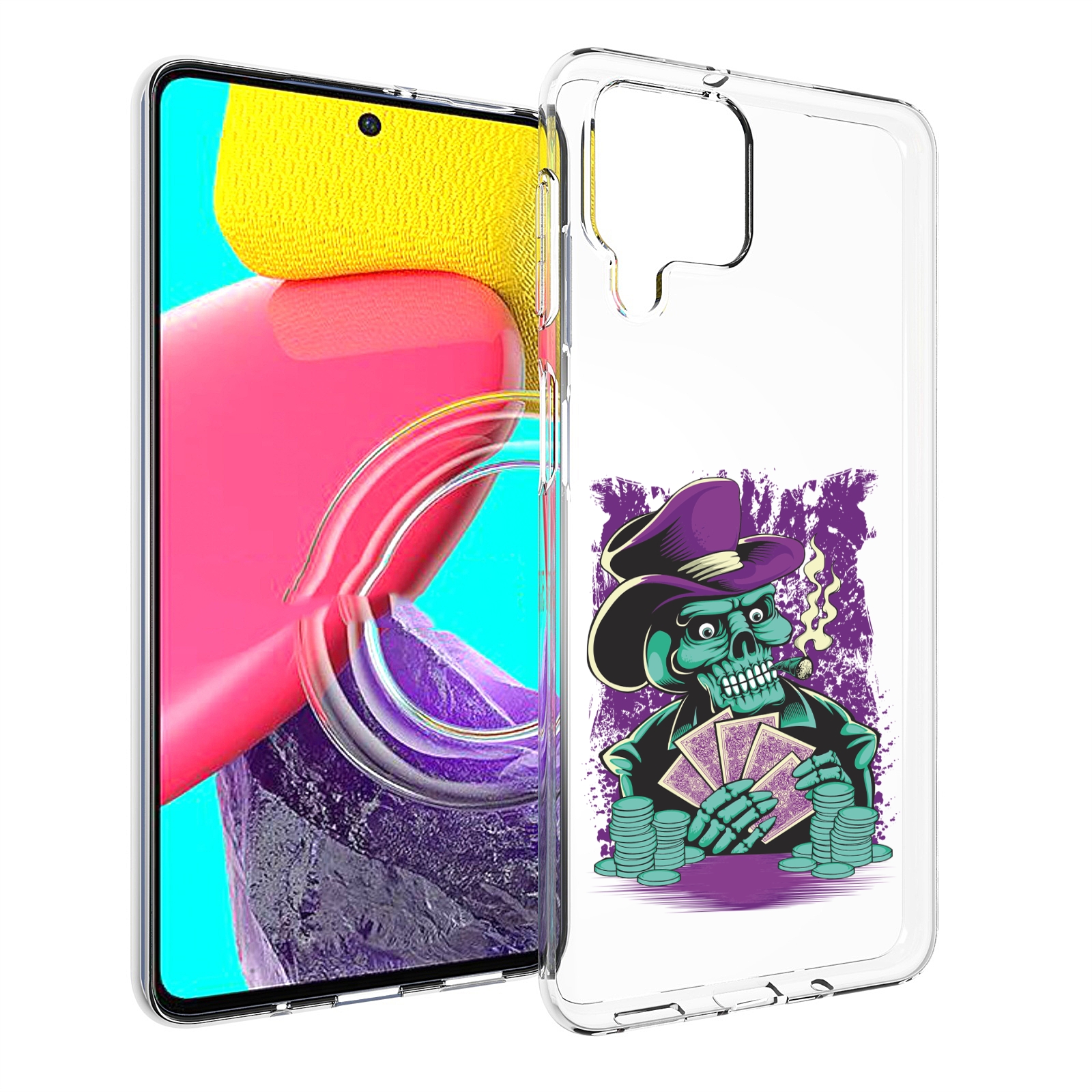 

Чехол MyPads зеленый череп с картами для Samsung Galaxy M53 (SM-M536), Прозрачный, Tocco