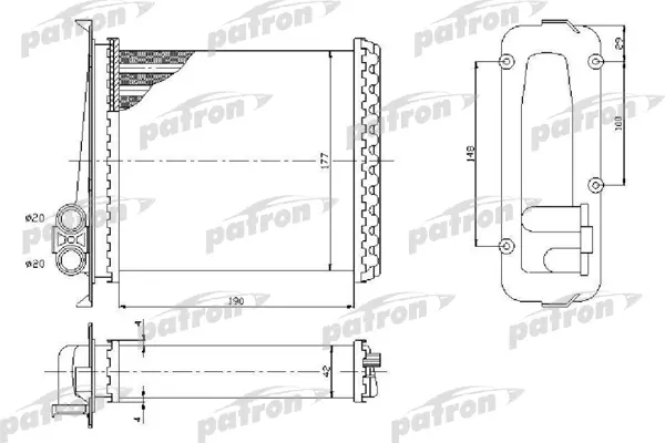 Радиатор отопителя VOLVO: 850, C70 ,V70,  2.0-2.5TDi, 91- PATRON PRS2072