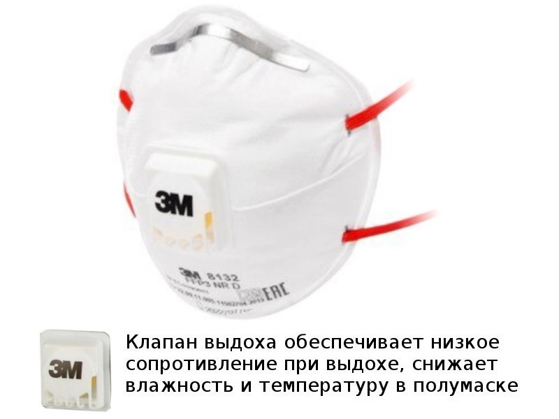 

Защитная маска 3M 8132 класс защиты FFP3 NR D (до 50 ПДК) с клапаном выдоха 7100020181