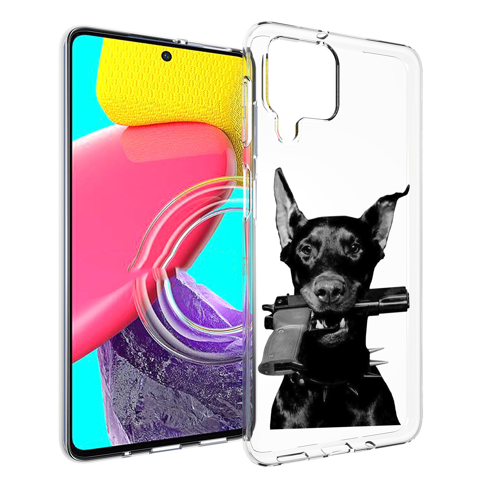 

Чехол MyPads доберман с пистолетом для Samsung Galaxy M53 (SM-M536), Прозрачный, Tocco