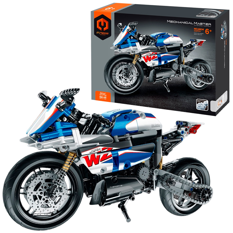 

Конструктор iMMaster 6834 Спортивный мотоцикл сине-белый Mechanical Master 542 детали