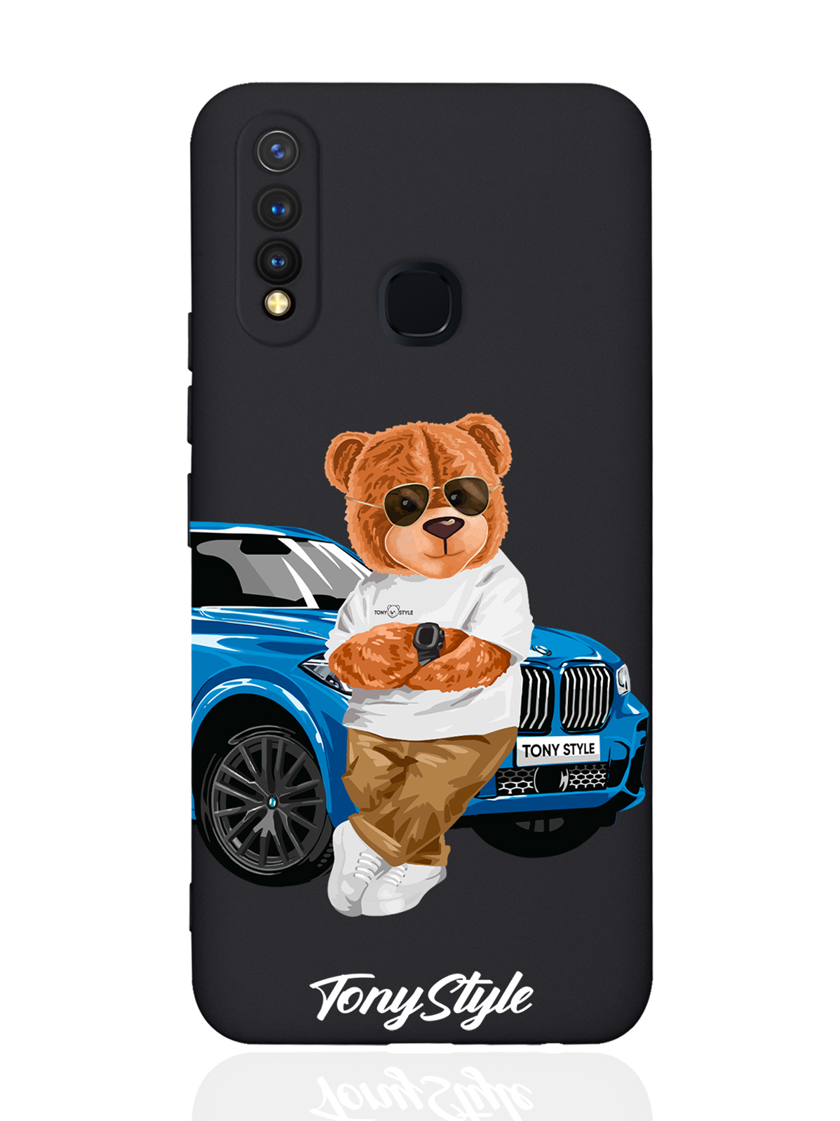 

Чехол Tony Style для Vivo Y19/U3 Tony Style с машиной черный, Голубой;коричневый;белый