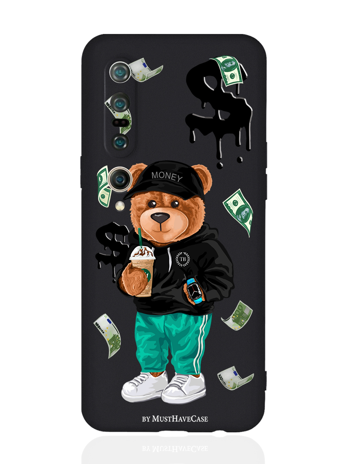 

Чехол MustHaveCase для Xiaomi Mi 10 Pro Tony Bear/ Мишка Тони черный, Черный;зеленый;коричневый