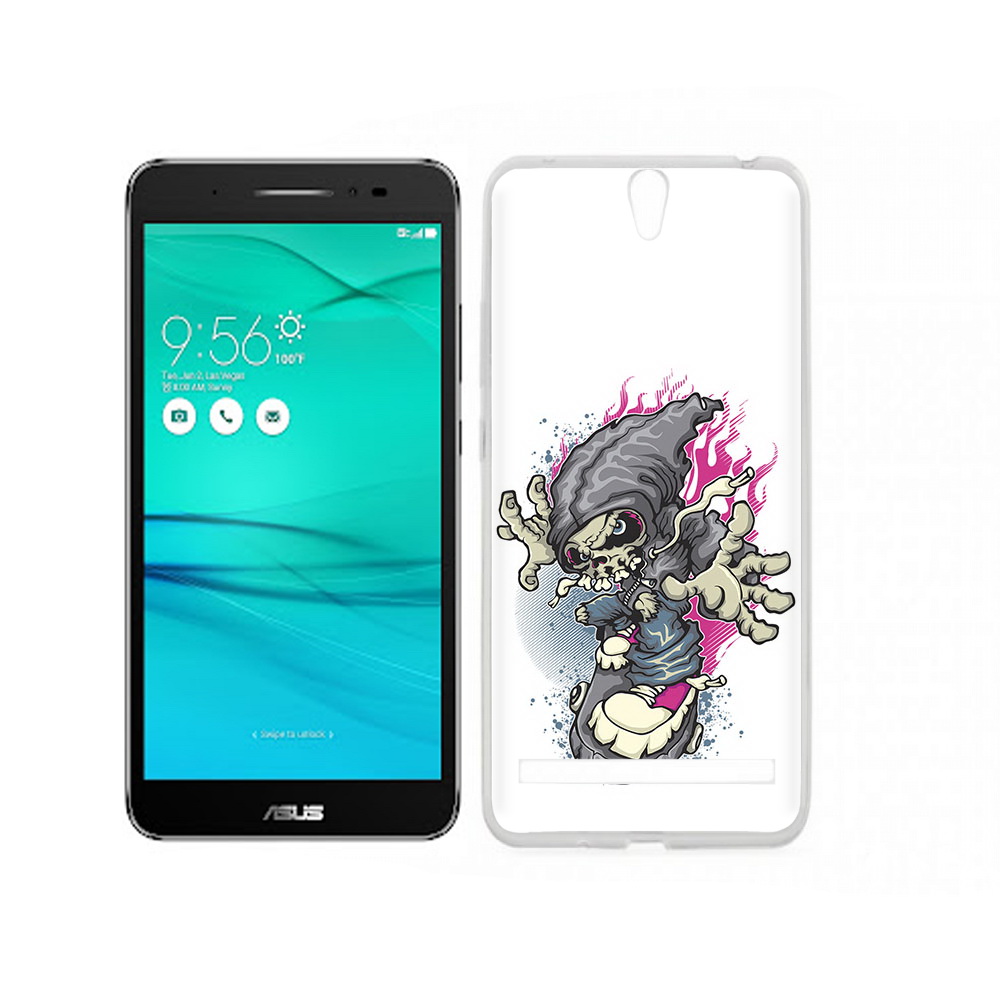 фото Чехол mypads tocco для asus zenfone go (zb690kg) нарисованный скелет на скейт борде