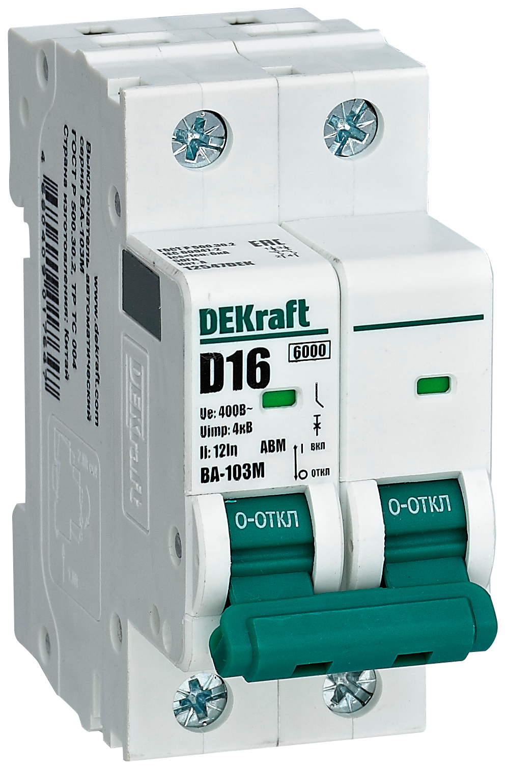 

DEKraft Авт. выкл. без теплозащиты 2P 25А х-ка C 6кА ВА-103M