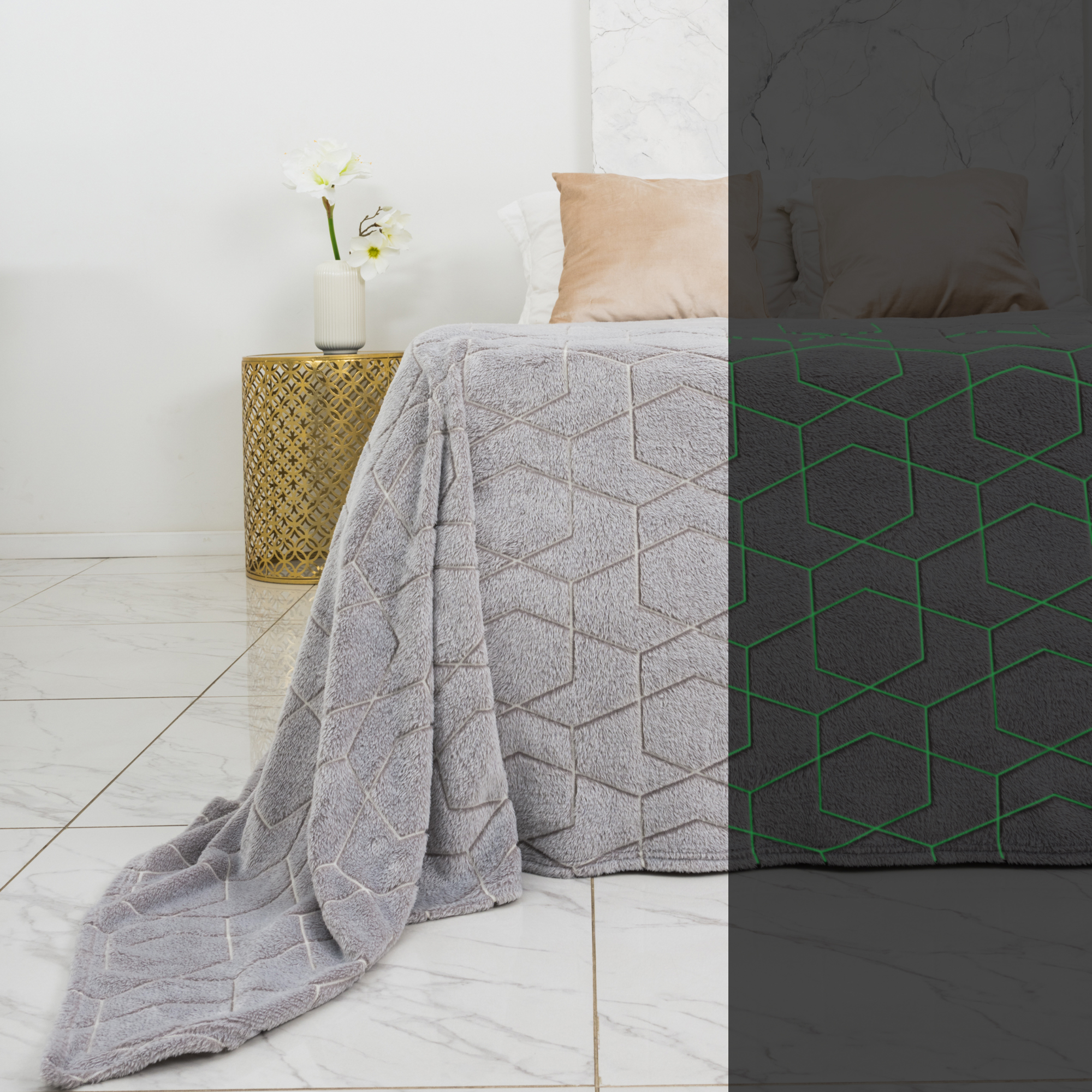 Плед 15-спальный фланель Casa Conforte Cosmos 150х200см серый светится в темноте 900₽