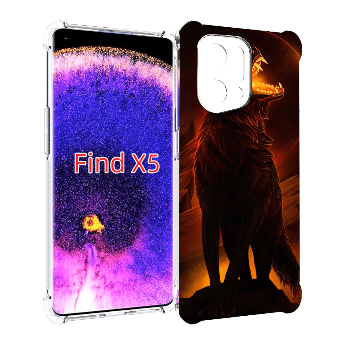 

Чехол MyPads волчара с огнем внутри для Oppo Find X5, Прозрачный, Tocco