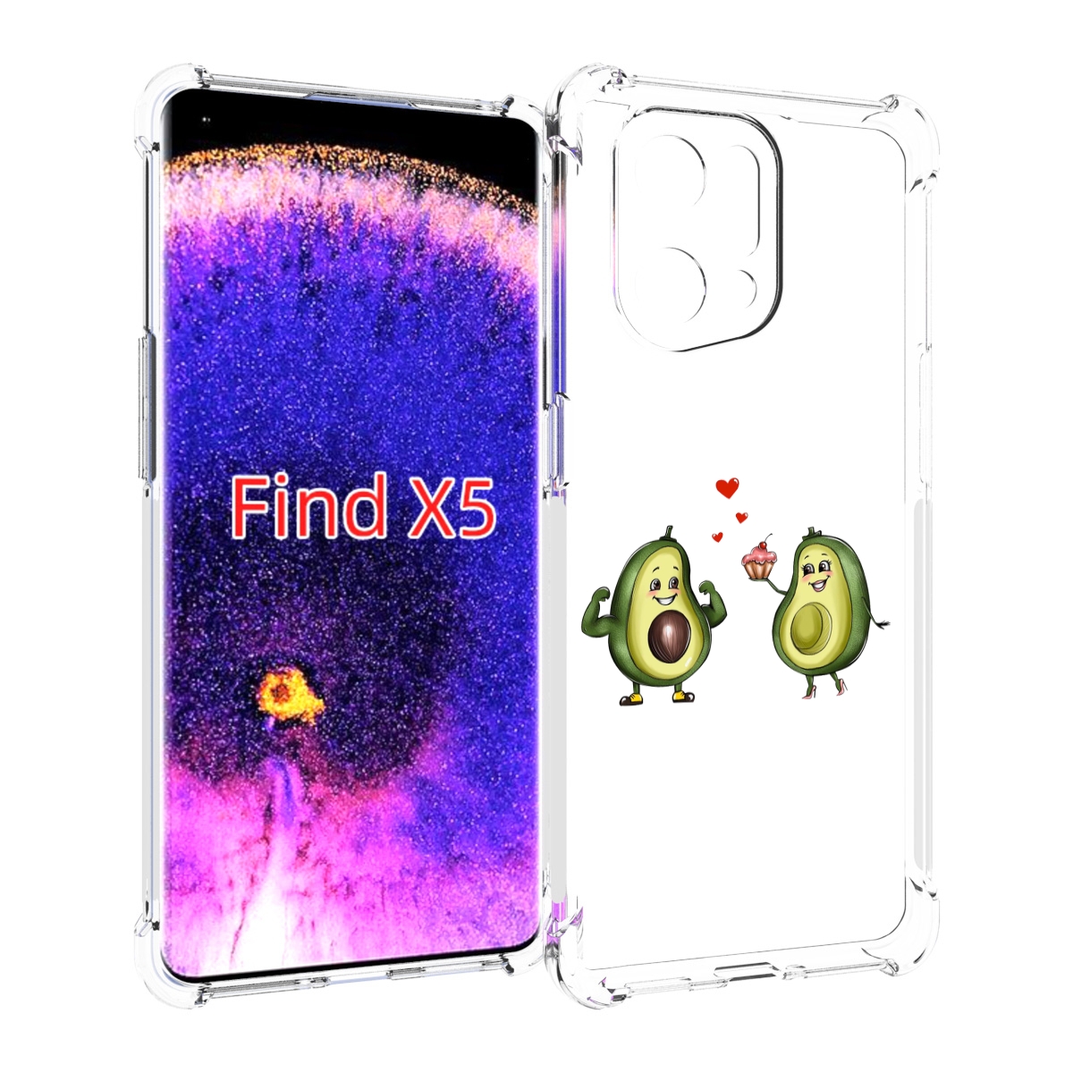 

Чехол MyPads влюбленные-авокадо для Oppo Find X5, Прозрачный, Tocco