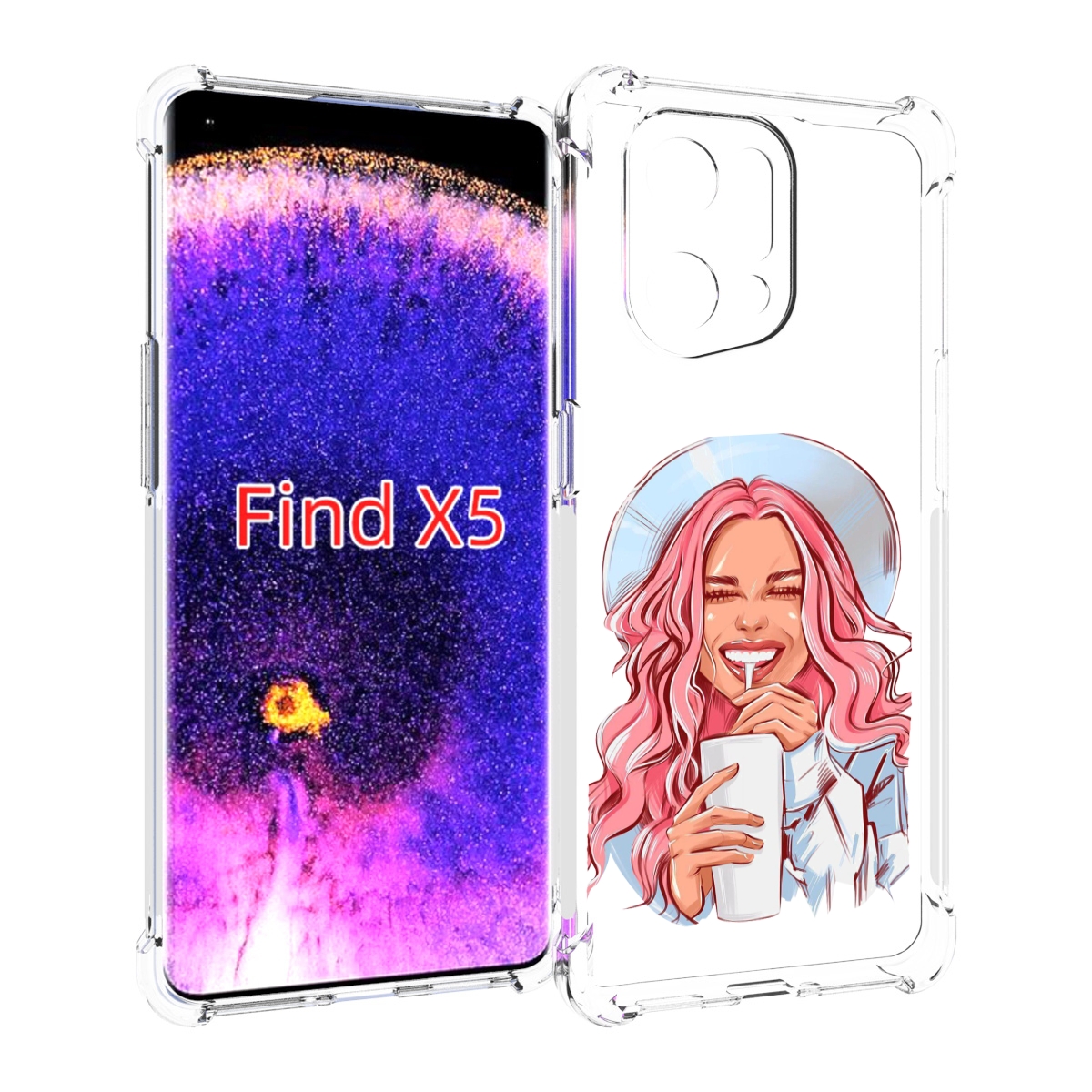 

Чехол MyPads веселая-девушка-модель женский для Oppo Find X5, Прозрачный, Tocco