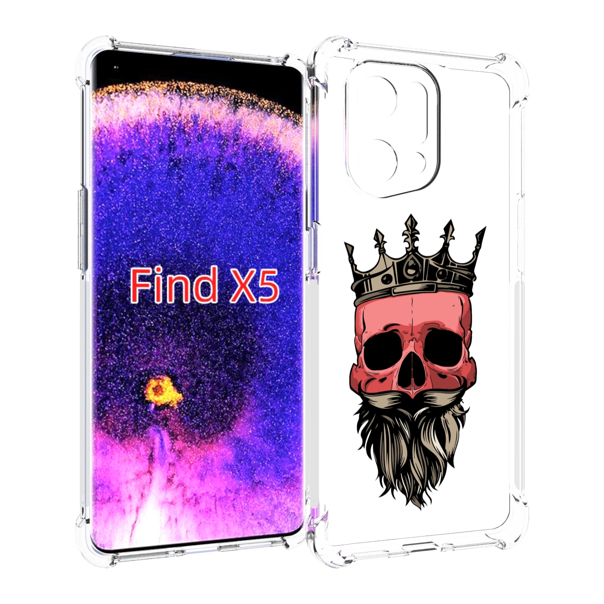 

Чехол MyPads бородатый красный череп мужской для Oppo Find X5, Прозрачный, Tocco