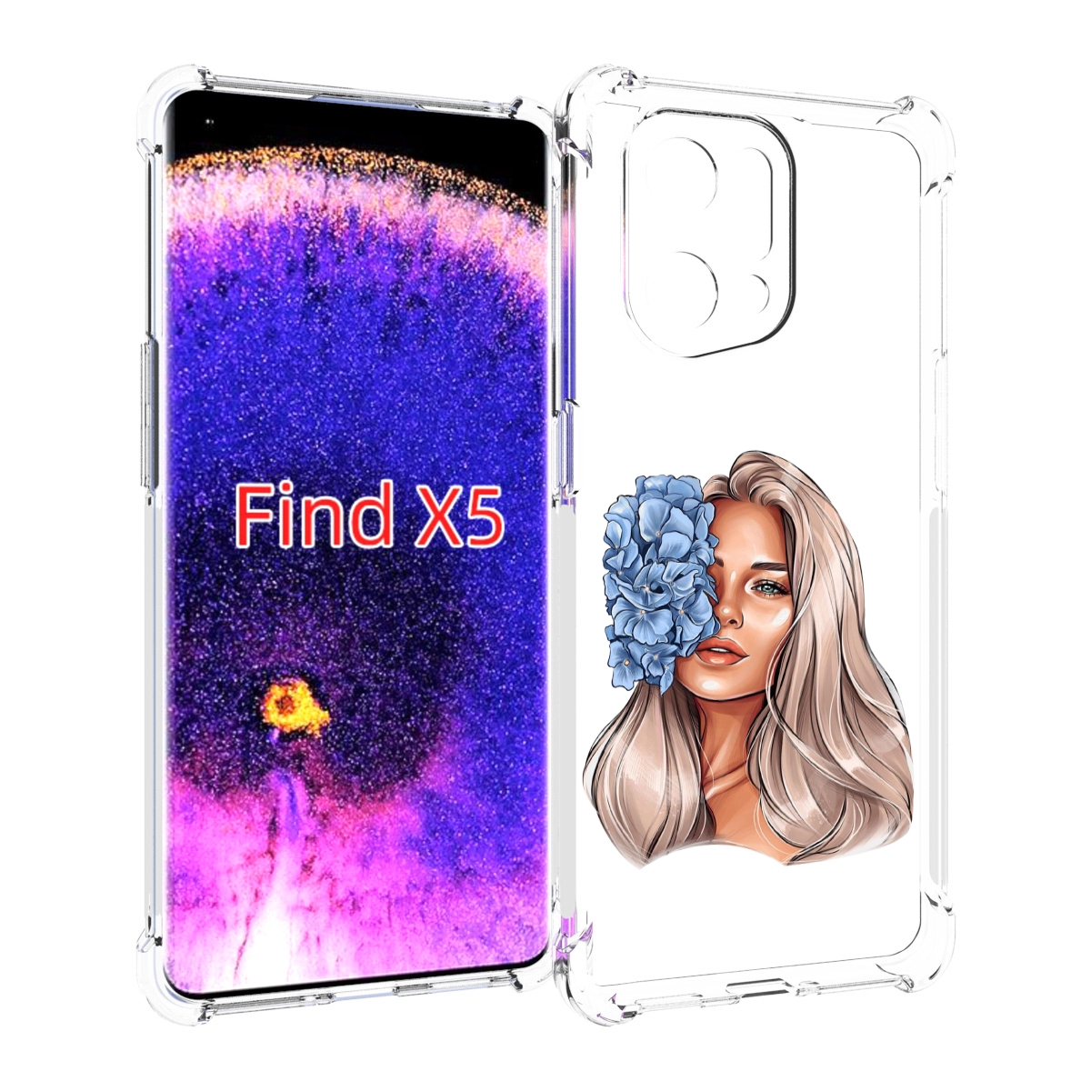 

Чехол MyPads блондинка-с-голубыми-цветами женский для Oppo Find X5, Прозрачный, Tocco