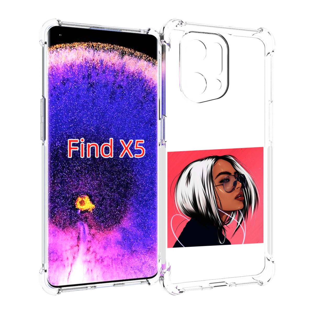 Чехол MyPads блондинка-в-прозрачных-очках женский для Oppo Find X5