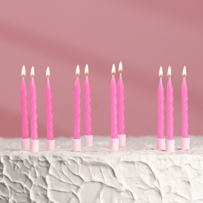 Свечи для торта Страна Карнавалия Неон 10 шт розовые 7 см 3119577