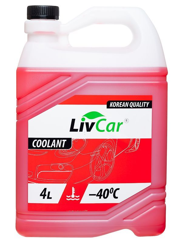 Антифриз LIVCAR COOLANT красный -40 (4л), готовый