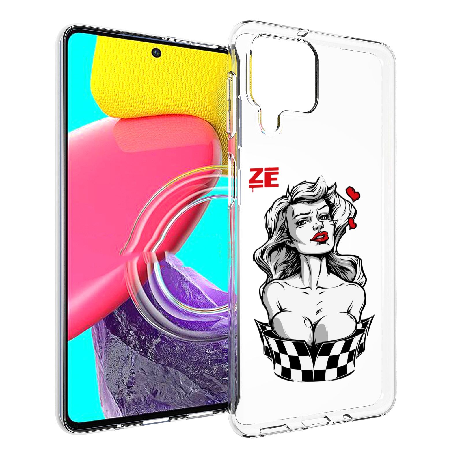 

Чехол MyPads черно белая девушка с красными губами женский для Samsung Galaxy M53, Прозрачный, Tocco