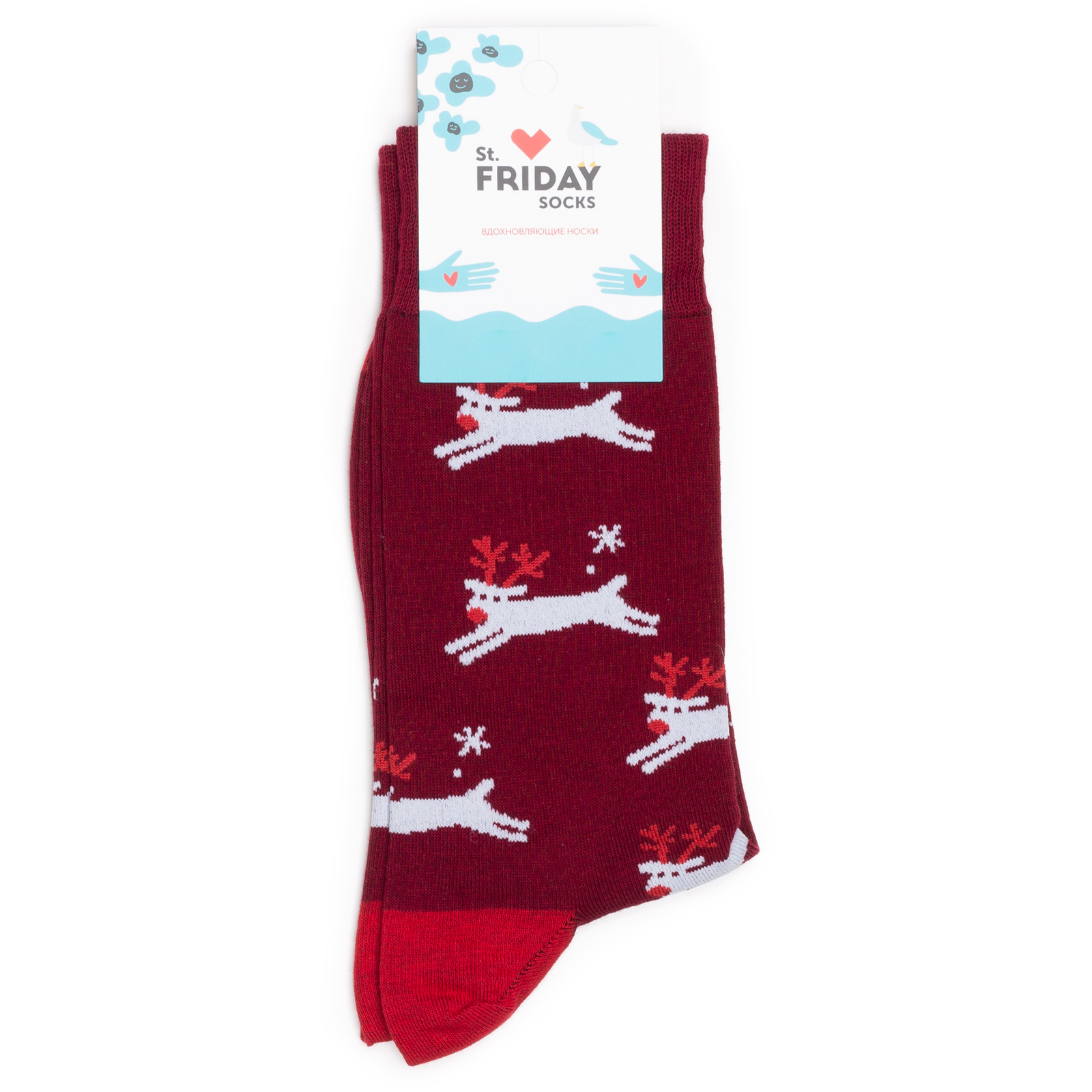 фото Носки st.friday socks oleni red бордовые 38-41