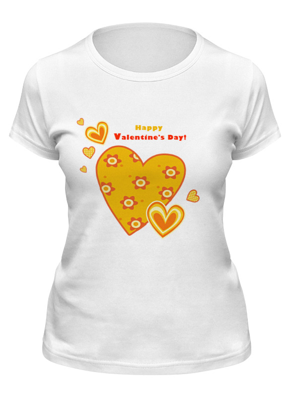 

Футболка женская Printio happy valentine's day! белая 2XL, Белый, "happy valentine's day!"