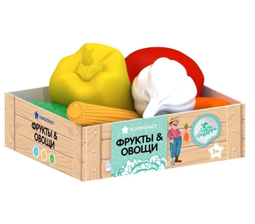 Набор игрушечных продуктов Нордпласт Овощи в ящике, 6 предметов 434/2