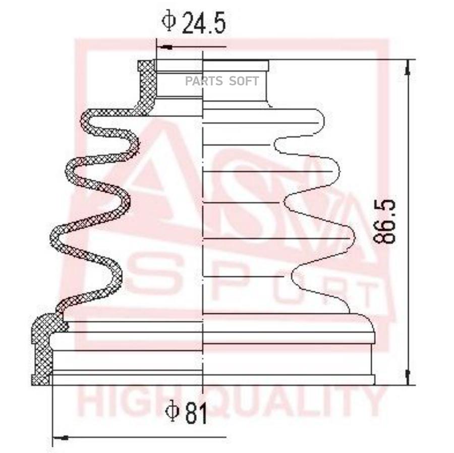 

Пыльник Шрус Комплект(24.5x81x86.5) ASVA арт. ASBT66