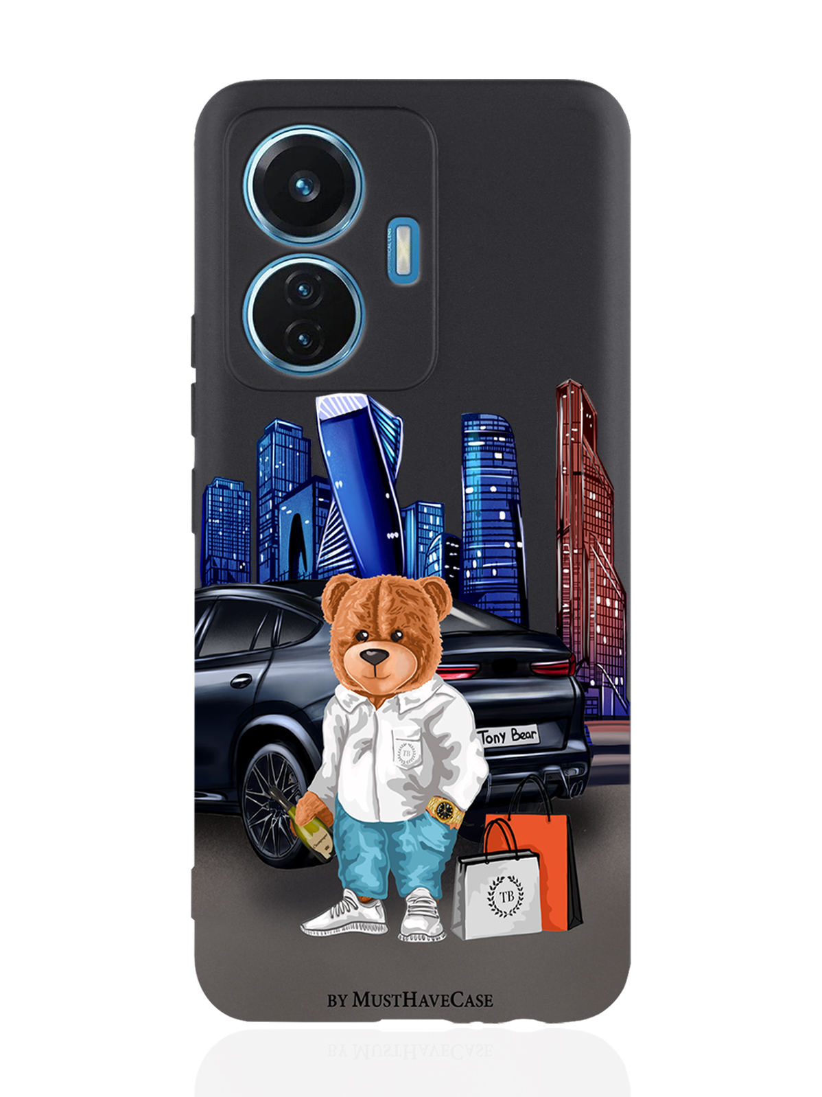 

Чехол MustHaveCase для Vivo T1/S15e Тони Москва Сити черный, Черный;синий;коричневый