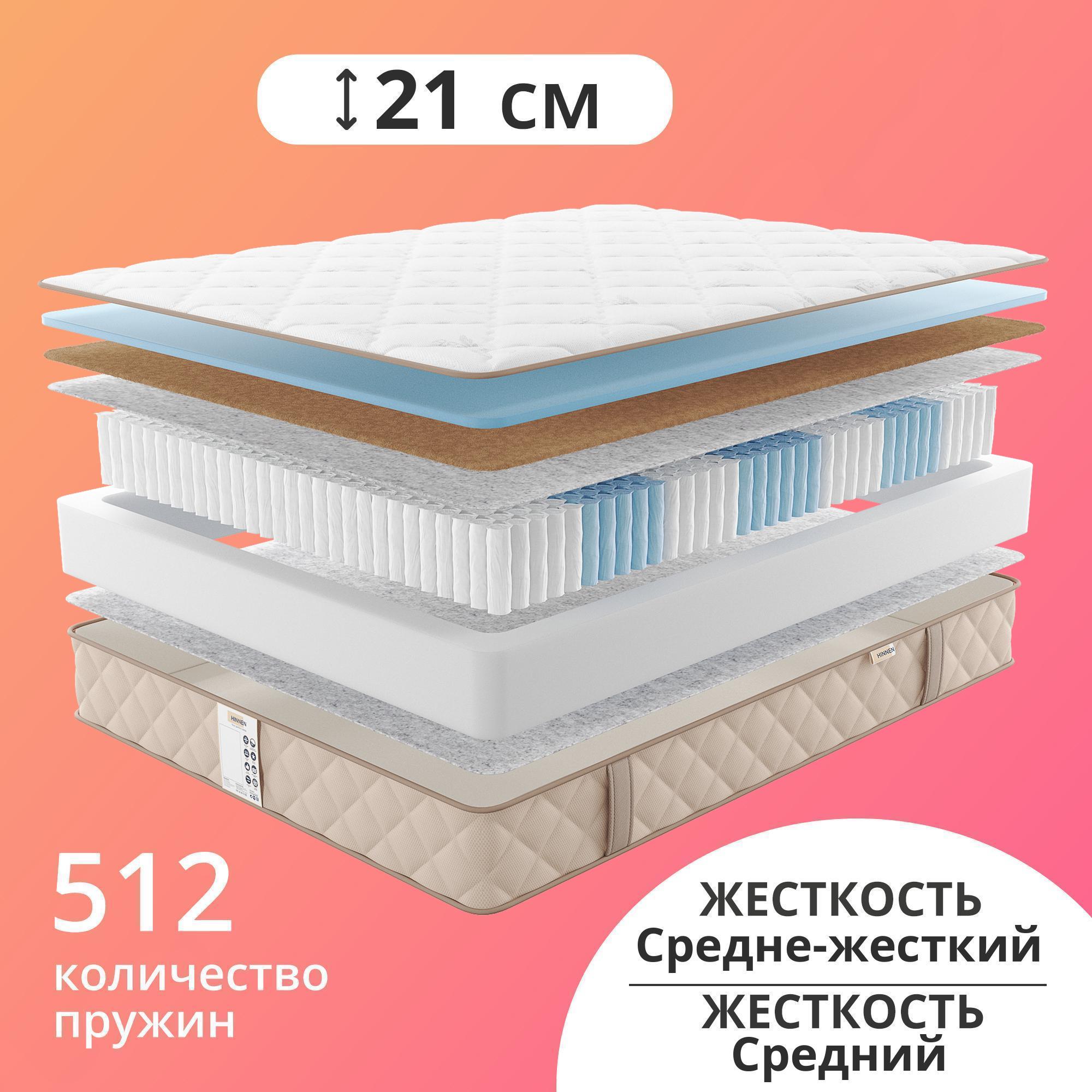 

Матрас с независимыми пружинами Hinnen Ulla 65x125, Бежевый, Ulla