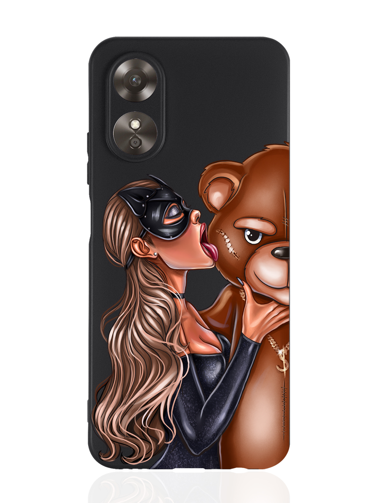 фото Чехол musthavecase для oppo a17 кошечка и мишка черный