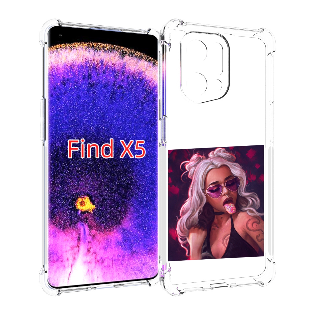 

Чехол MyPads блестящий-язык женский для Oppo Find X5, Прозрачный, Tocco