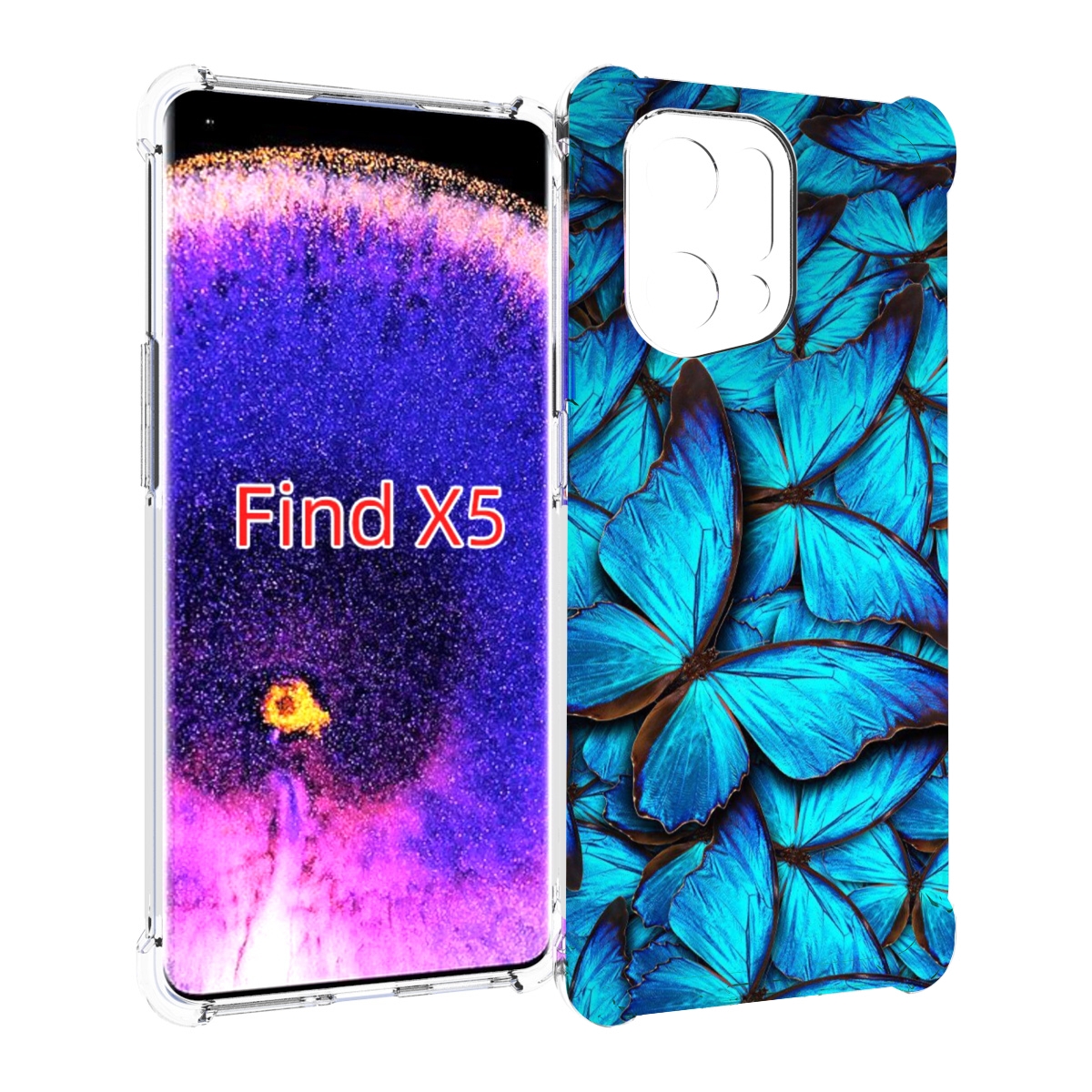 

Чехол MyPads бирюзовые бабочки для Oppo Find X5, Прозрачный, Tocco