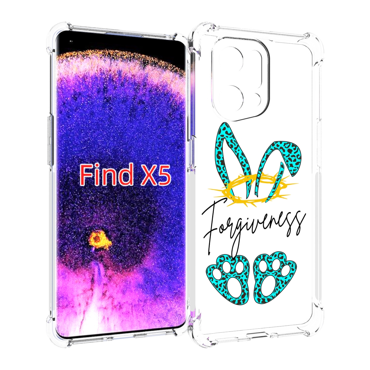 

Чехол MyPads бирюзовое лапки и ушки женский для Oppo Find X5, Прозрачный, Tocco
